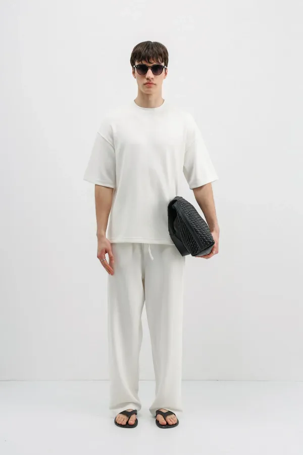 Modal Karışımlı Oversize Tişört Ekru