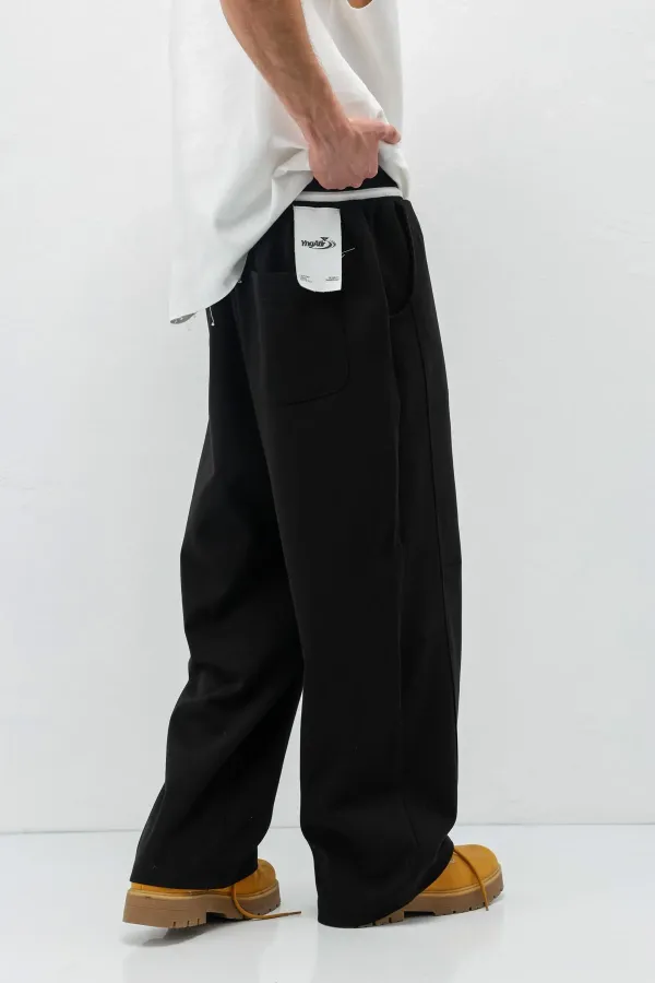 Bağcıklı Baggy Fit Eşofman Alt Siyah