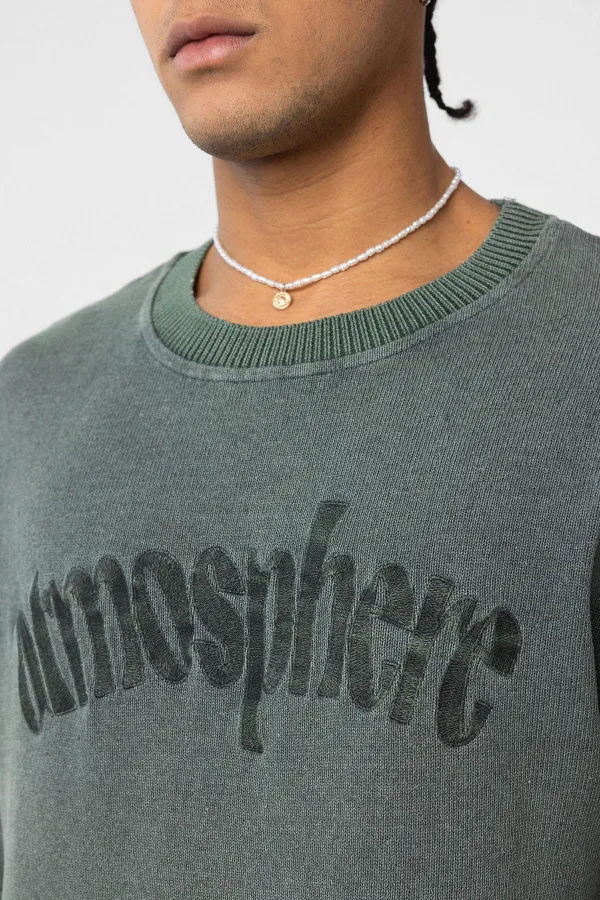 Yıkamalı Oversize Baskılı Tişört Yeşil