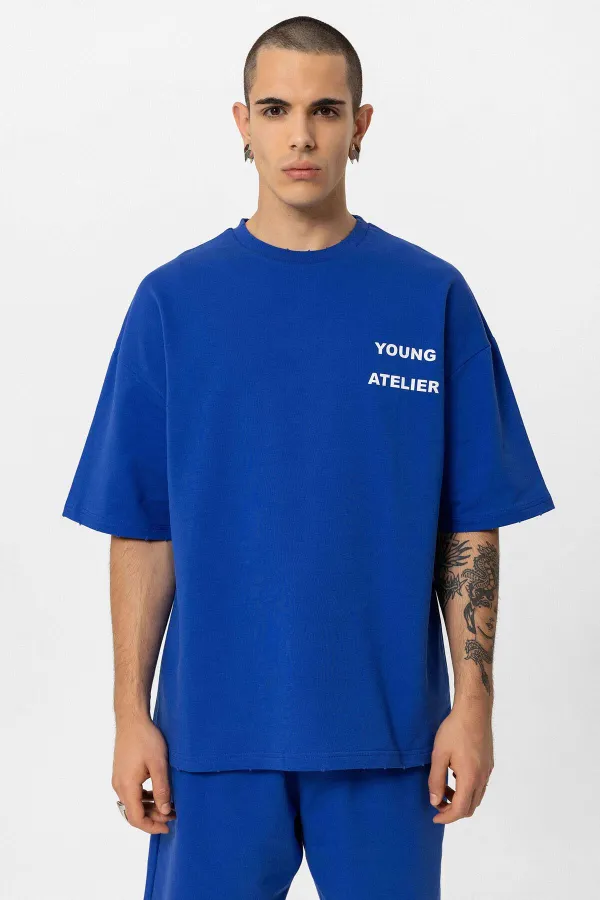 Young Atelıer Baskılı Şort Takım Saks