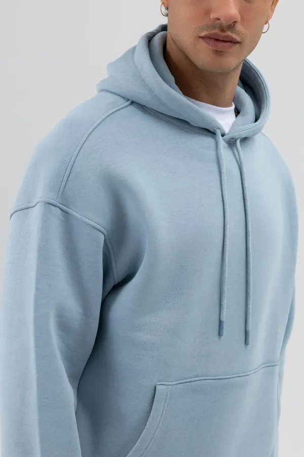 Sweat à capuche oversize basique bleu foncé