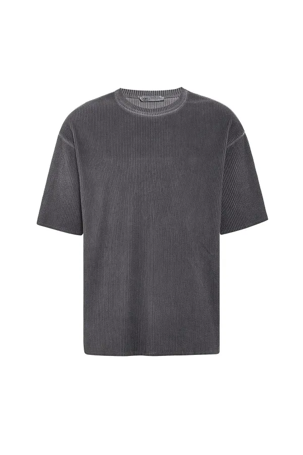 T-shirt noir oversize basique ottoman délavé