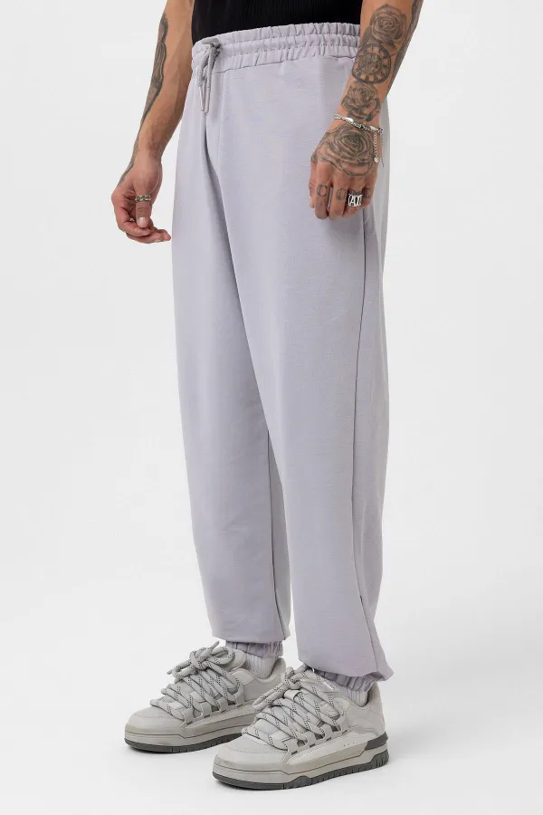 Ensemble de survêtement basique oversize à poignets élastiqués, gris peint