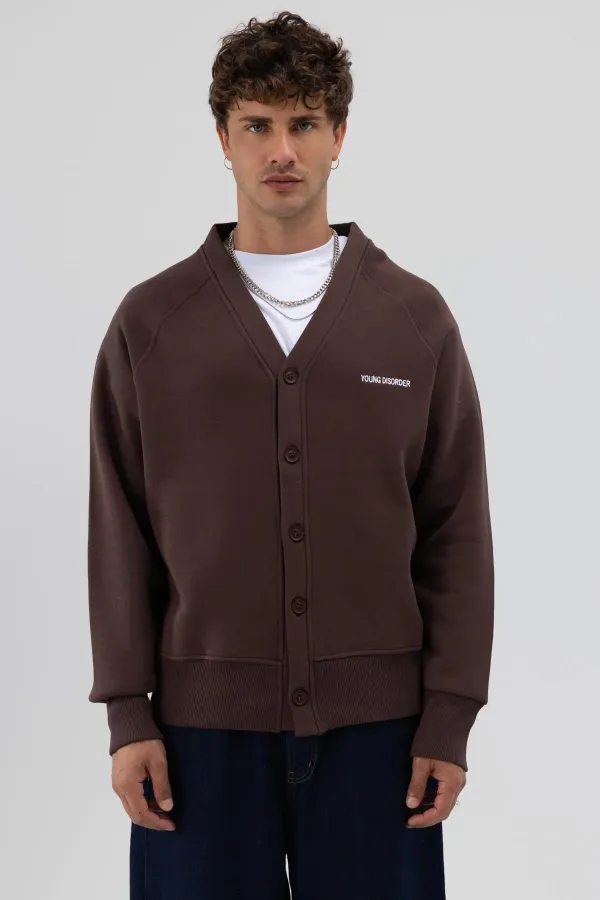 Sweat-shirt oversize à boutons, marron