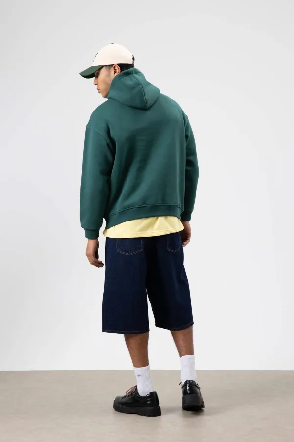 Oversize Hooded Sweatshirt with Scarf Detail, Navy Blue