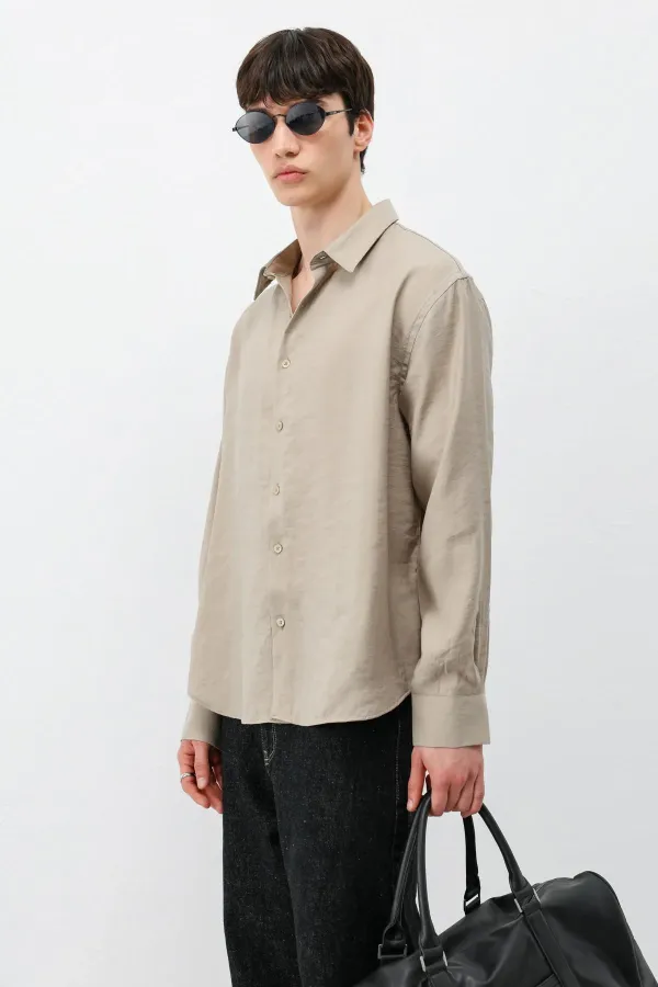 Chemise oversize beige en modal