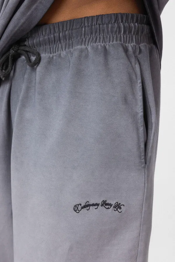 Yıkamalı Oversize Eşofman Takım Gri