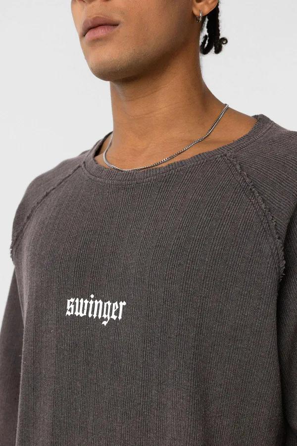 T-shirt oversize en maille imprimée délavée, couleur café