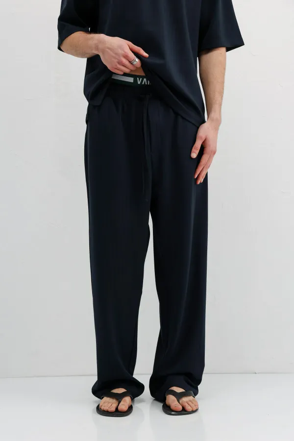 Corduroy Baggy Sweatpants Navy Blue