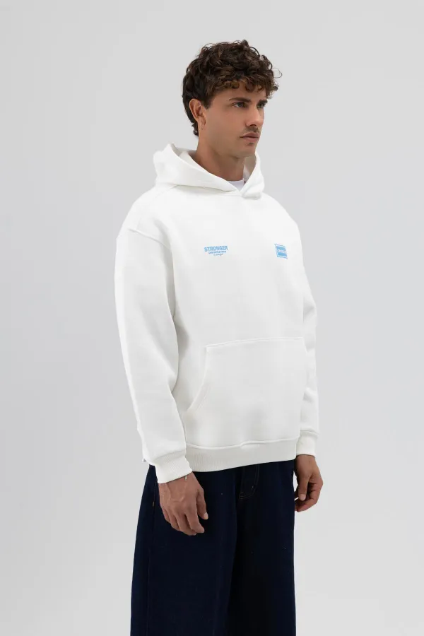 Sweat-shirt oversize imprimé au dos, écru