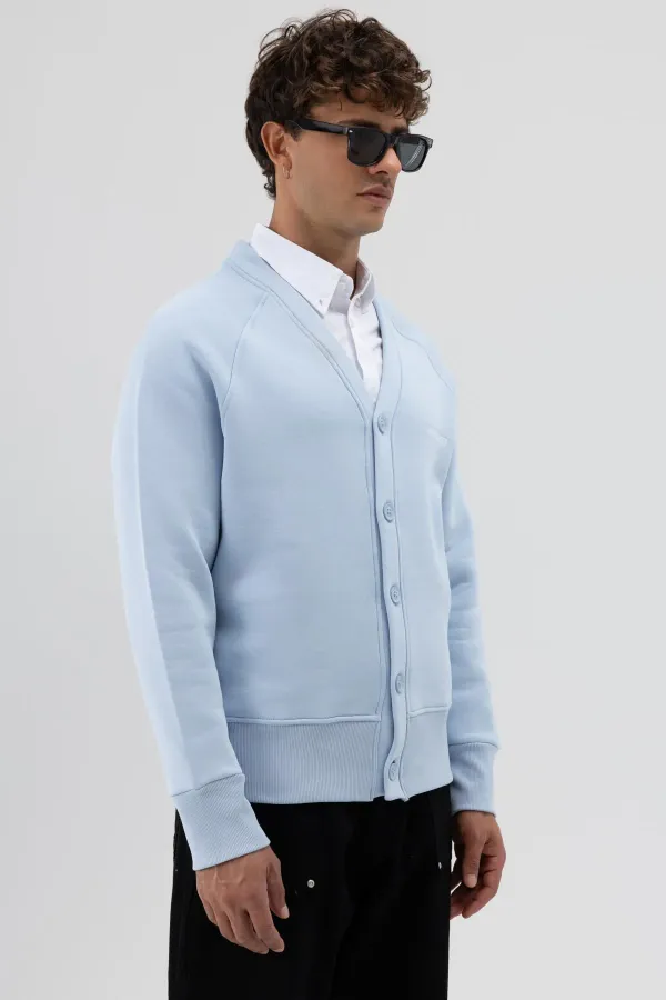 Sweat-shirt oversize à boutons, bleu ciel