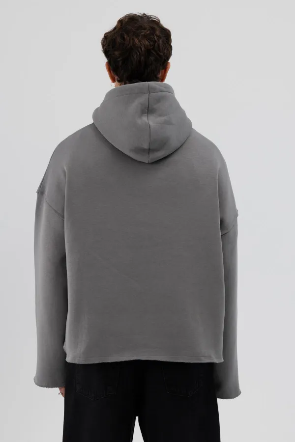 Sweat à capuche basique oversize sans coutures, gris foncé