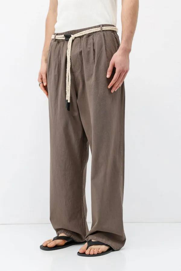 Kemer Detaylı Oversize Keten Pantolon Vizon