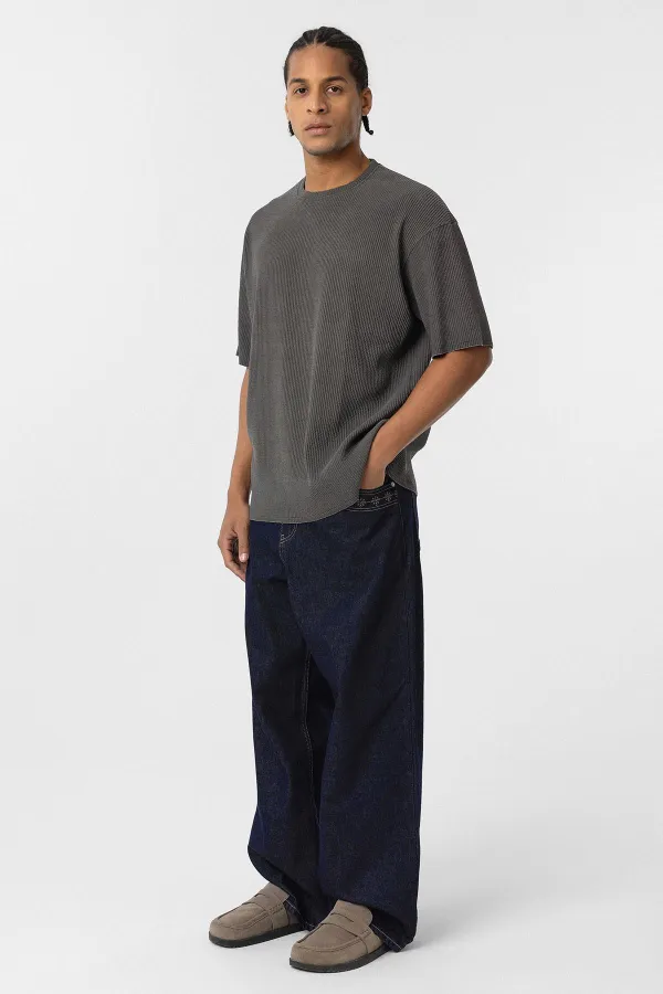 Yıkamalı Ottoman Basic Oversize Tişört Haki