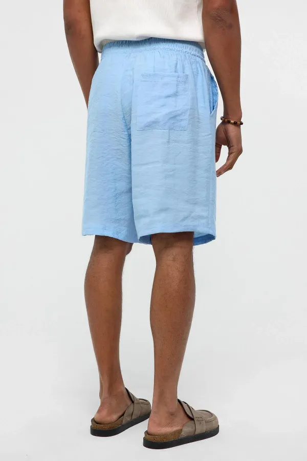 Oversize Modal Kumaş Bermuda Şort Mavi