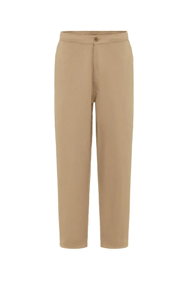 Washed Gabardine Baggy Pants in Tan