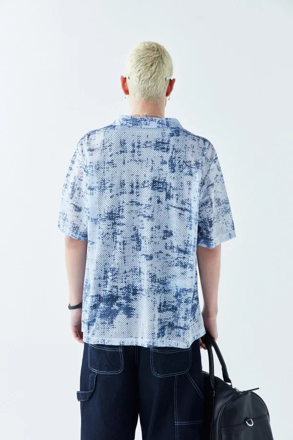 Patterned Corduroy Oversize Shirt Pattern-2