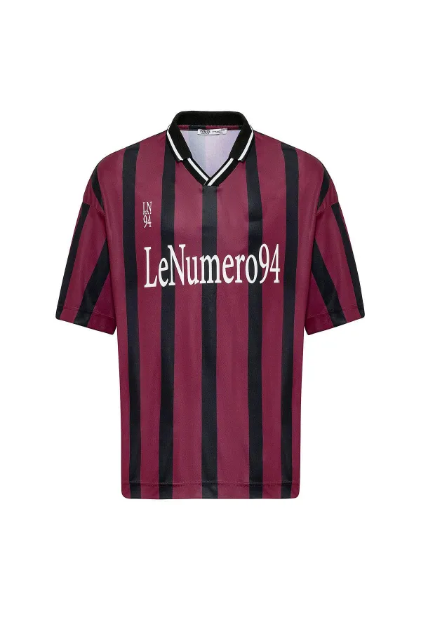 Oversize Printed Jersey T-Shirt, Burgundy