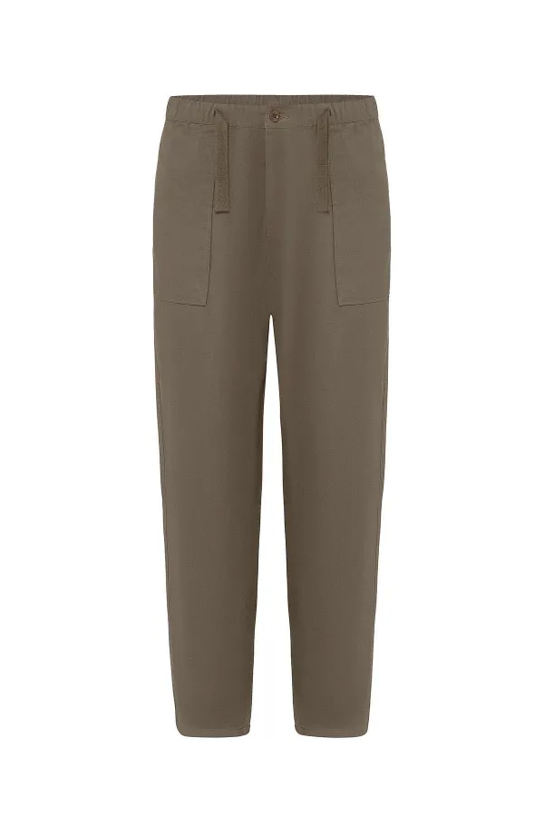 Baggy Fit Gabardine Trousers, Mink