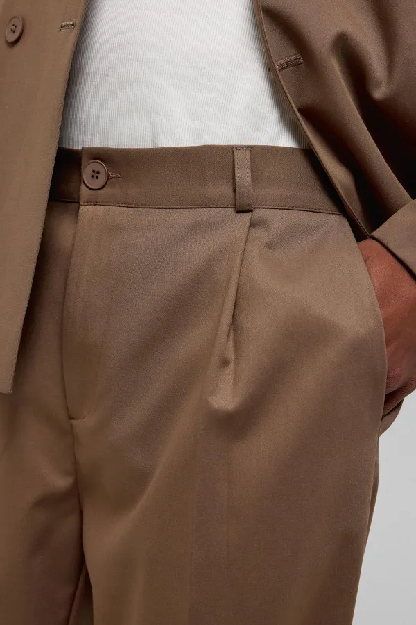 Tek Düğme Oversize Takım Elbise Vizon