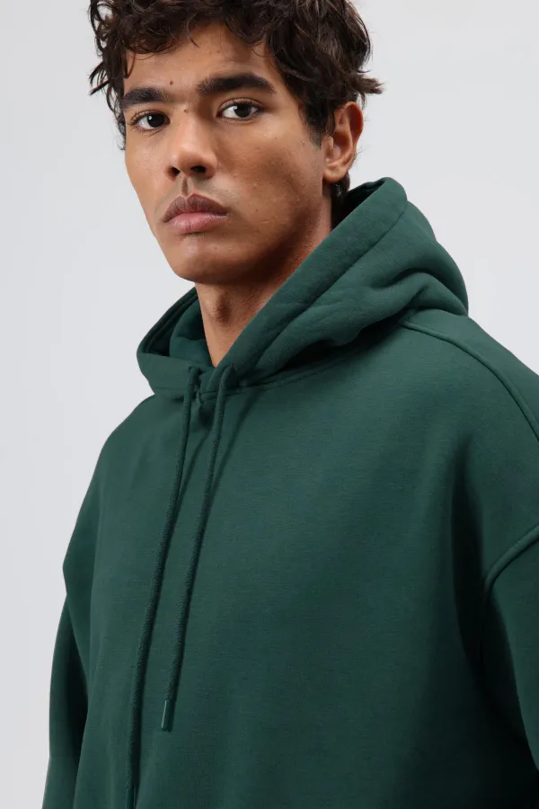 Sweat à capuche basique oversize délavé, bleu marine