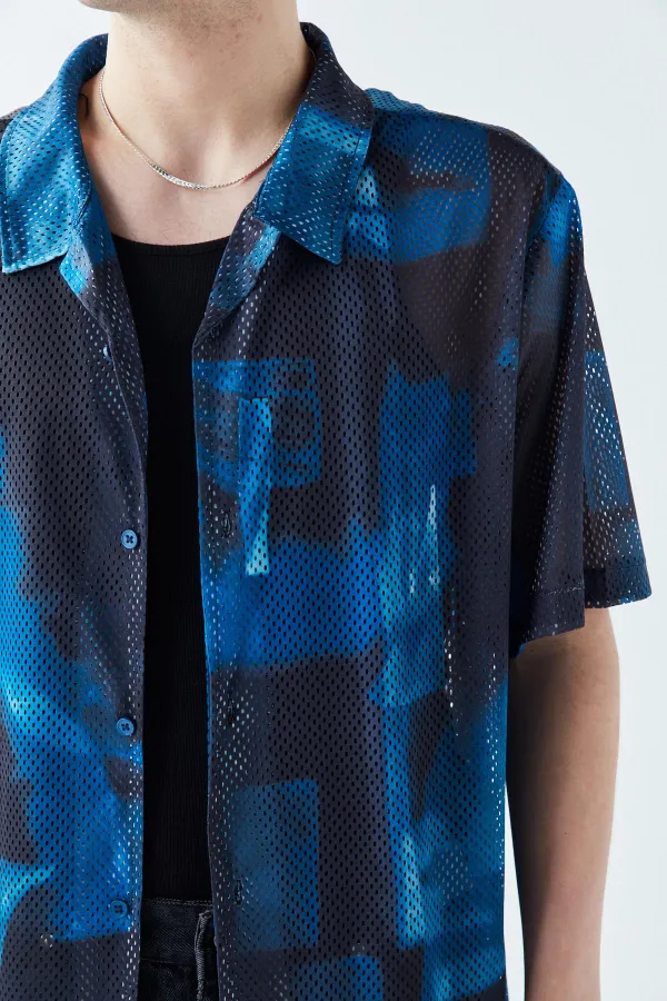 Patterned Corduroy Oversize Shirt Pattern-12