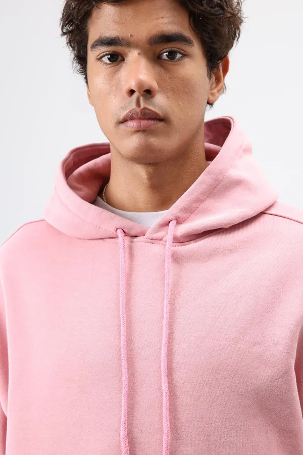 Sweat à capuche basique oversize délavé saumon