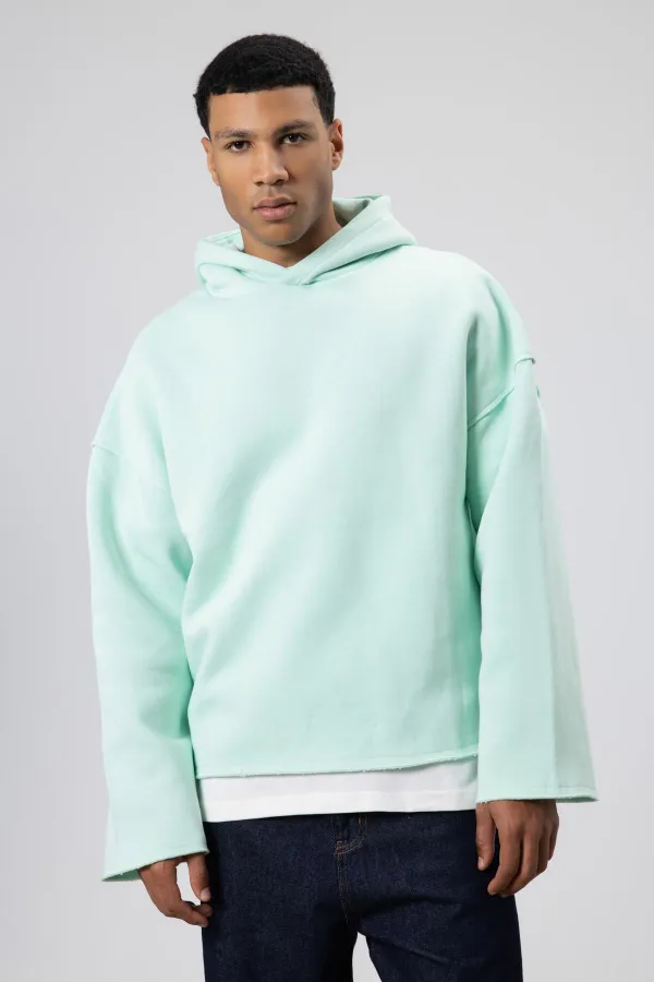 Basic Oversize Seamless Hooded Sweatshirt Mint