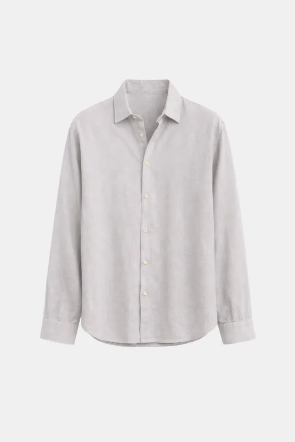 Basic Keten Oversize Gömlek Gri Basic Keten Oversize Gömlek Gri