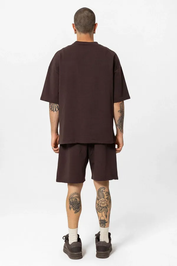 Ensemble short imprimé Young Atelier couleur café