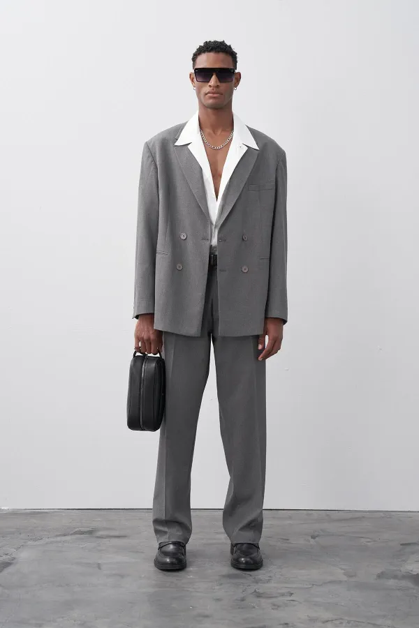 Costume croisé coupe décontractée anthracite