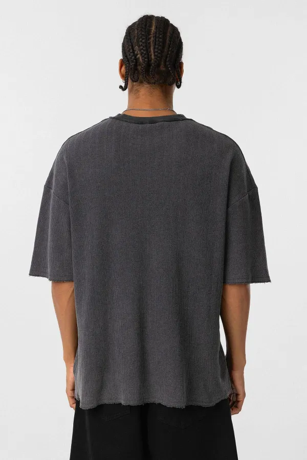 T-shirt oversize en maille délavée noire