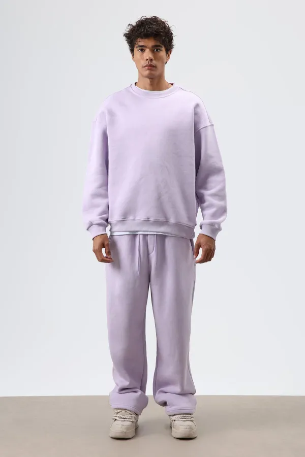 Sweat-shirt basique oversize délavé lilas