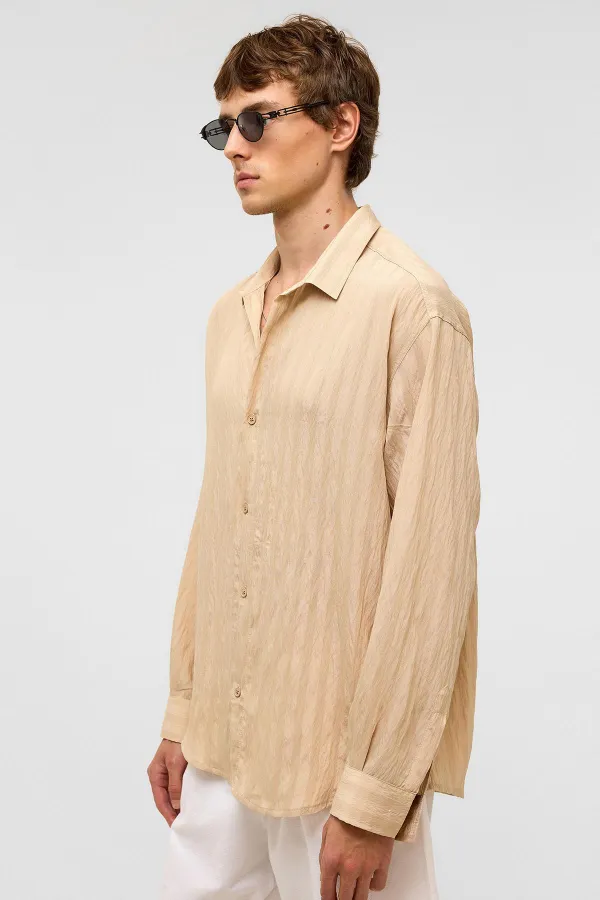 Oversize Long Sleeve Modal Fabric Shirt Stone