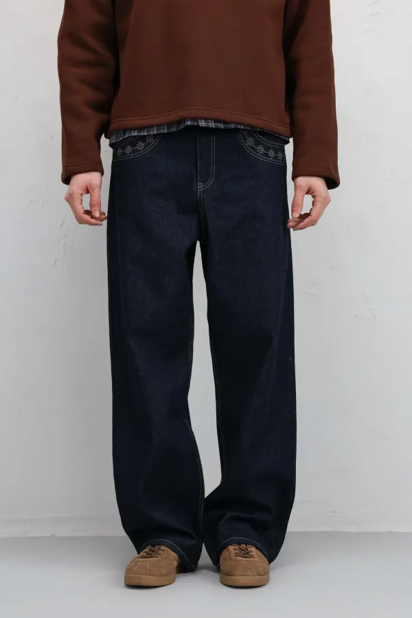 Relaxed Fıt Jean Koyu Mavi