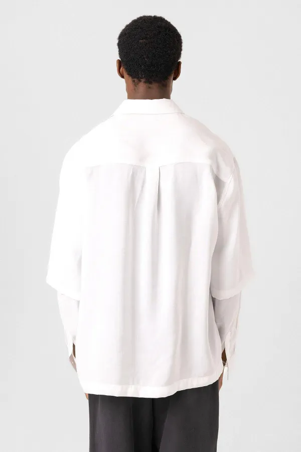 Çift Kol Detaylı Oversize Gömlek Beyaz