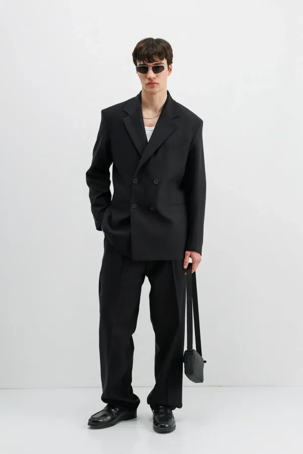 Costume croisé oversize noir