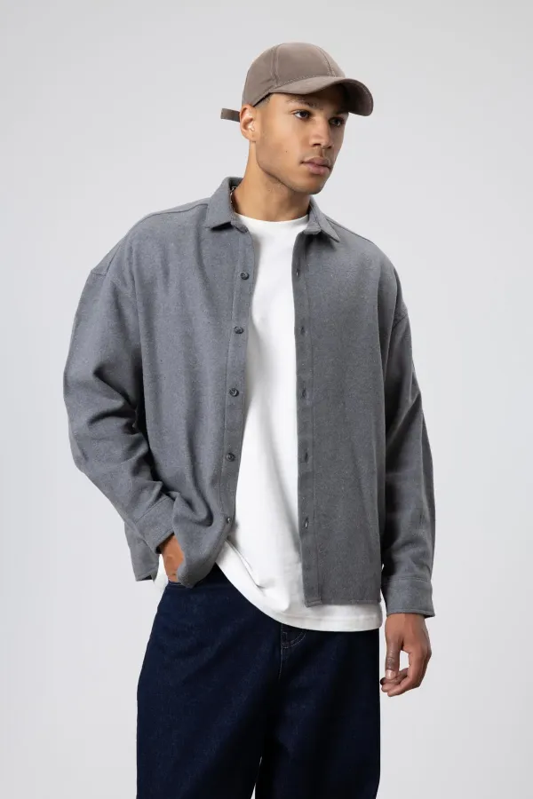 Veste chemise oversize texturée grise