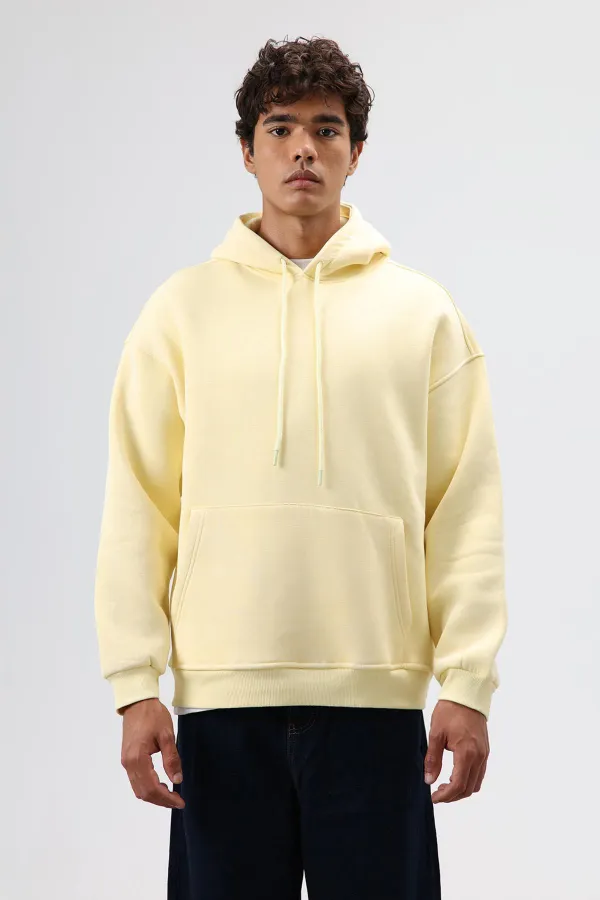 Sweat à capuche basique oversize délavé jaune