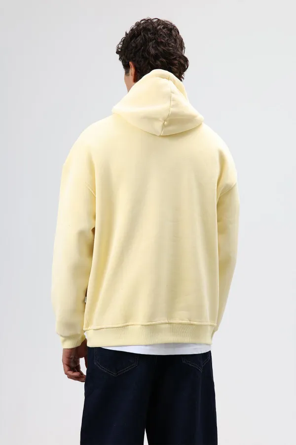 Sweat à capuche basique oversize délavé jaune