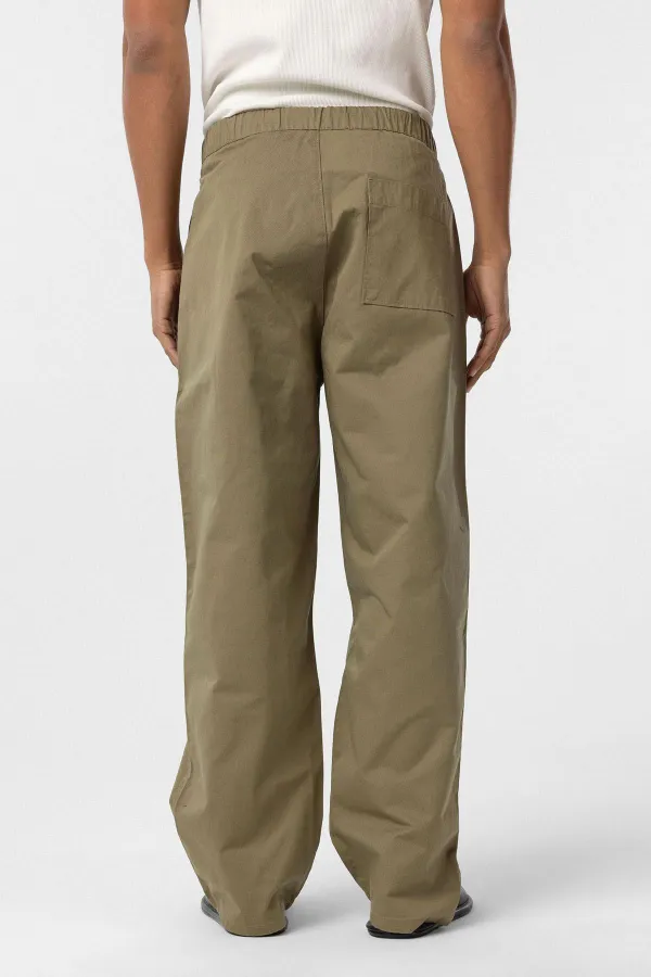 Baggy Fit Gabardine Trousers Khaki