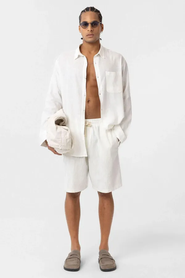 Pocket Detail Oversize Long Sleeve Shirt Ecru