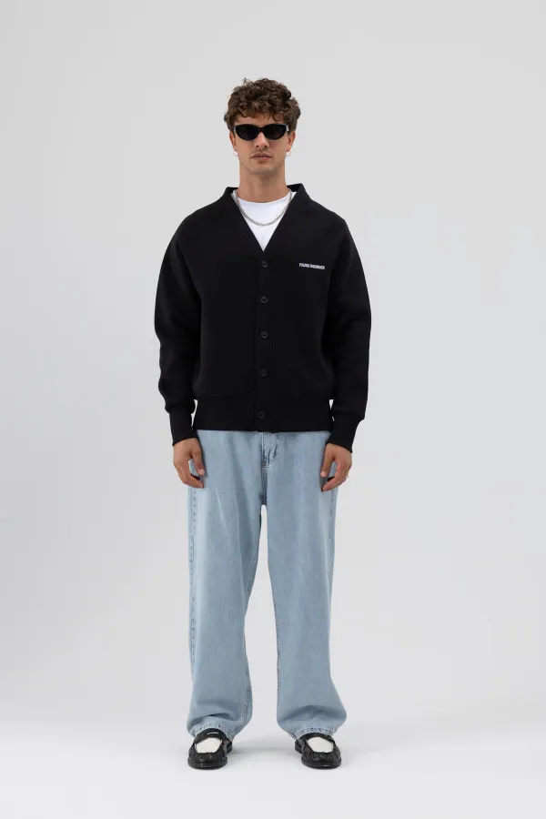 Sweat-shirt oversize à boutons noir