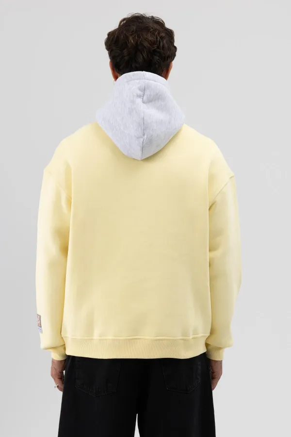 Sweat-shirt oversize imprimé bicolore jaune