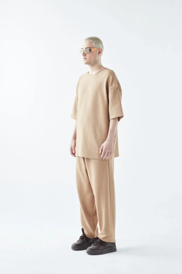 Oversize Basıc Triko Eşofman Takım Vizon Oversize Basıc Triko Eşofman Takım Vizon