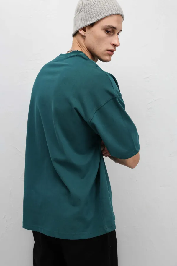 T-shirt basique oversize à col rond, bleu marine