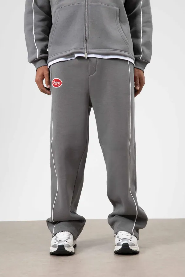 Çizgi Detaylı Oversize Eşofman Takım Füme