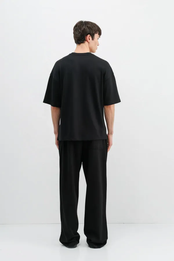 Modal Karışımlı Oversize Tişört Siyah