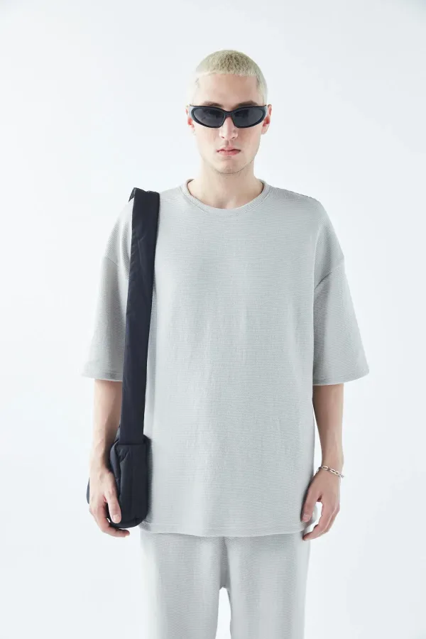 Ensemble de survêtement oversize en maille basique grise