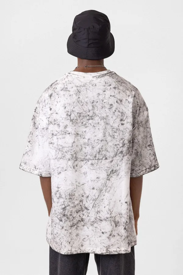 Washed Oversize T-Shirt with Pocket Detail, Ecru